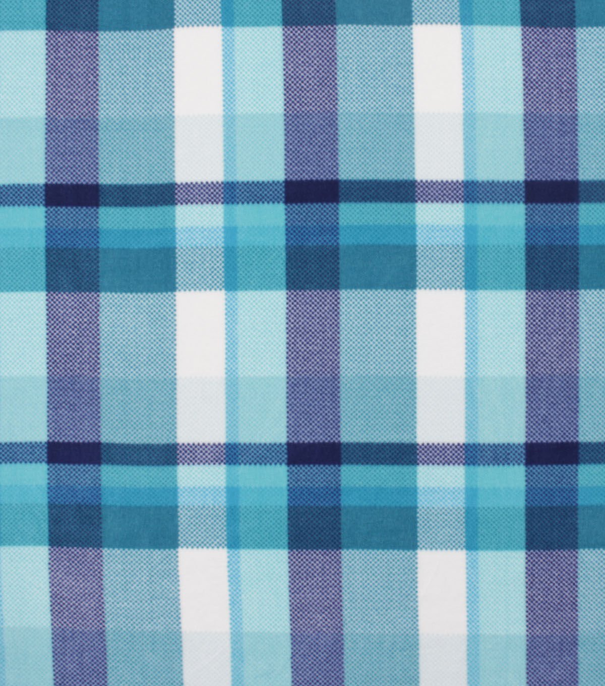 Aqua & Navy Plaid Anti Pill Fleece Fabric