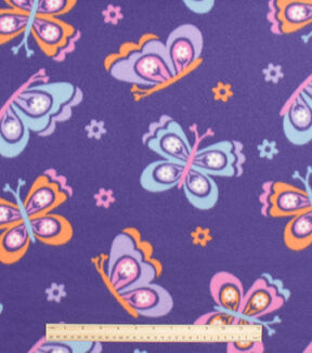 Multi Color Tossed Butterflies Blizzard Fleece Fabric
