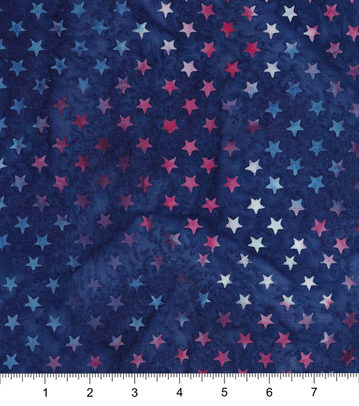 Stars on Navy Patriotic Batik Cotton Fabric