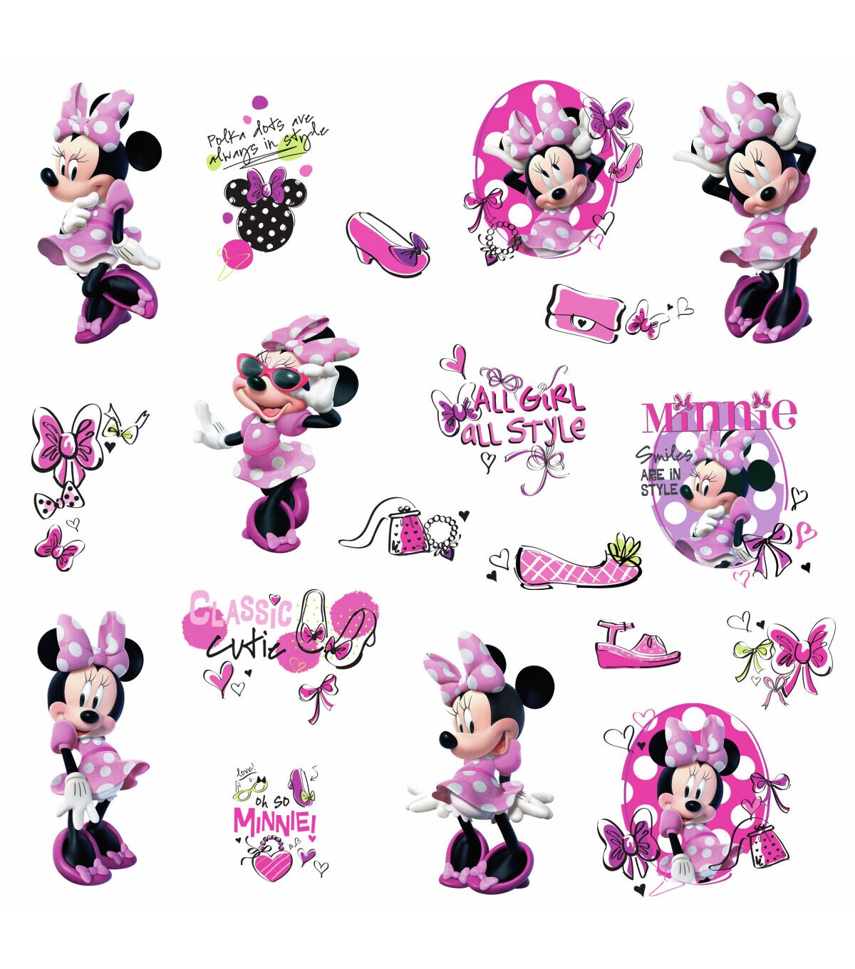 RoomMates Peel & Stick Wall Decals Minnie Fashionista