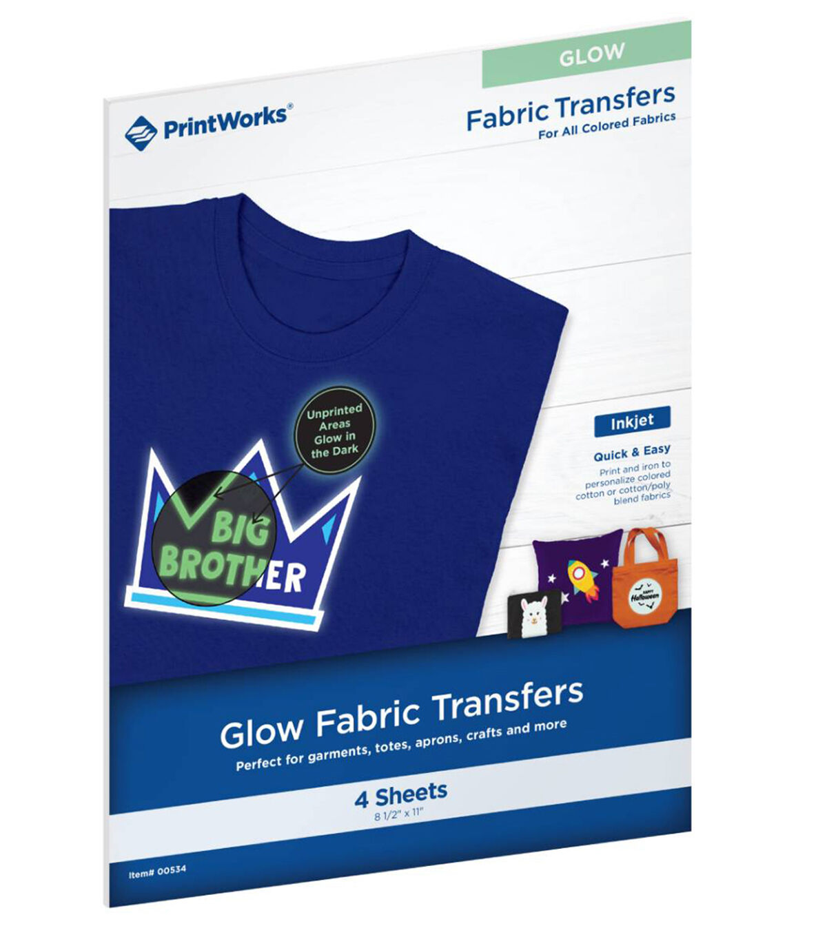 PrintWorks 8.5 x 11 Glow in the Dark Fabric Transfer Sheets 4ct