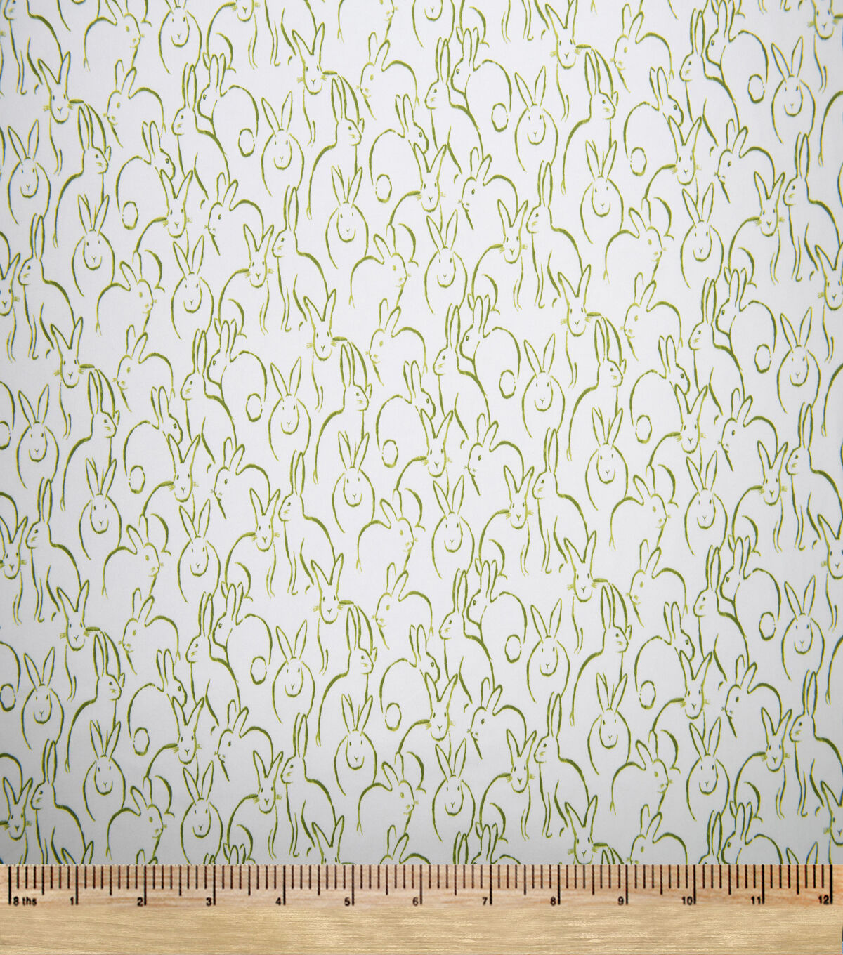 Green Bunny Outline Super Snuggle Flannel Fabric