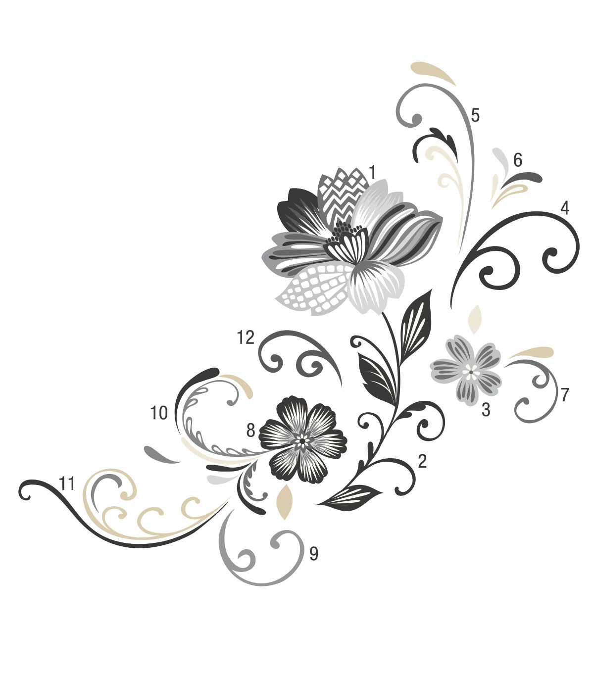 RoomMates Wall Decals Black & White Flower