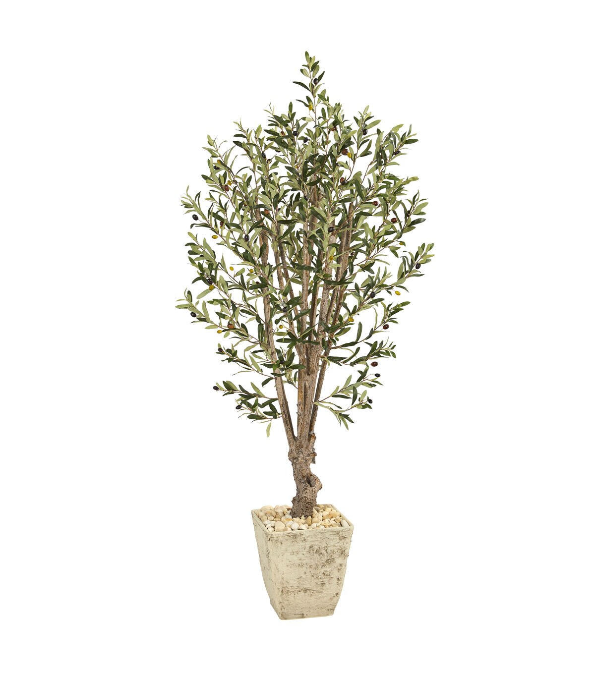 Nearly Natural 5ft. Olive Artificial Tree in Country White Planter