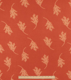 Orange Small Leaves Blizzard Fleece Fabric