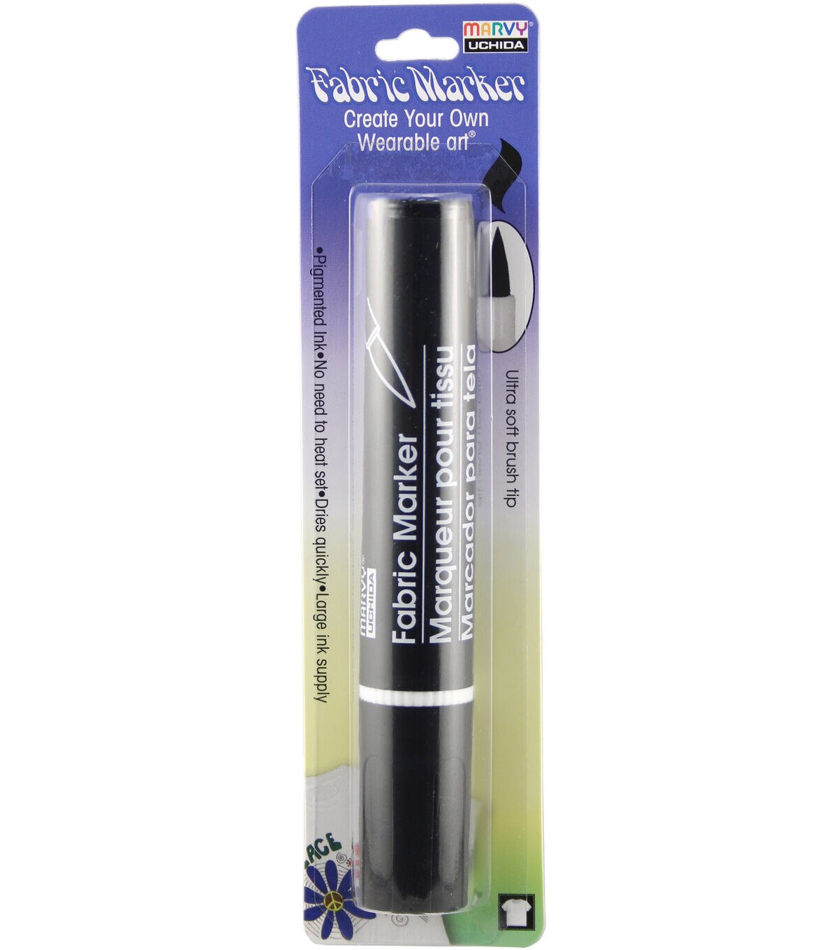 Marvy Uchida Black Ultra Soft Brush Tip Fabric Marker