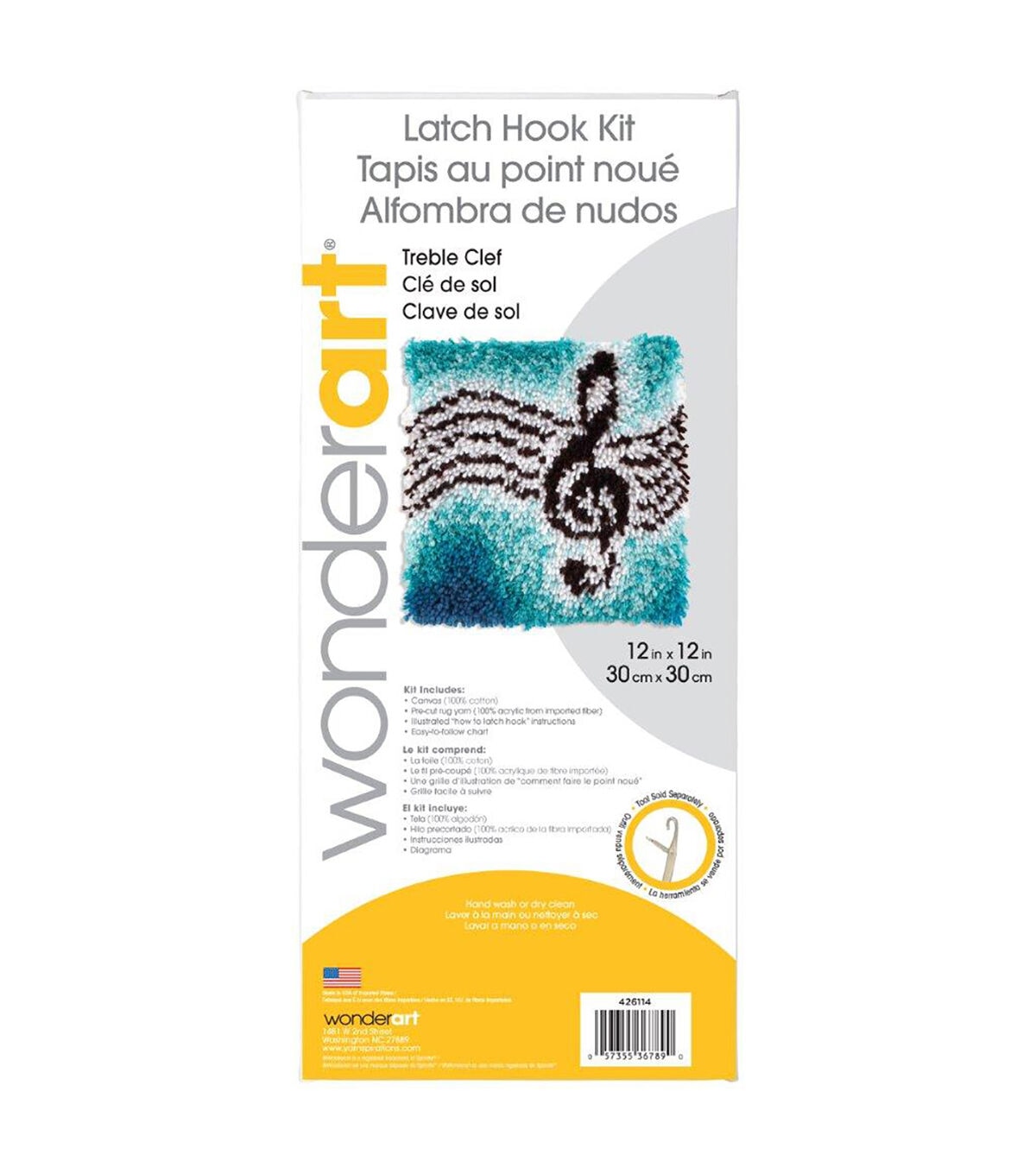 Wonderart Latch Hook Kit 12X12 Treble Clef