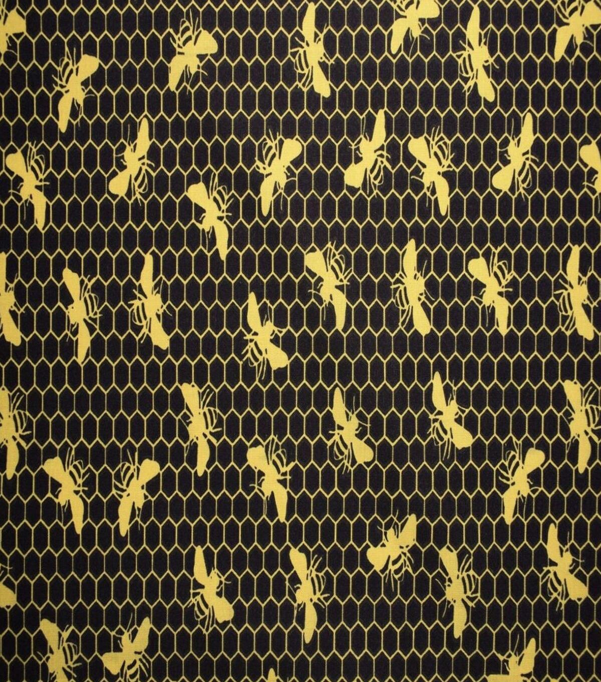 Bees on Black Honeycomb Quilt Cotton Fabric by Quilter's Showcase