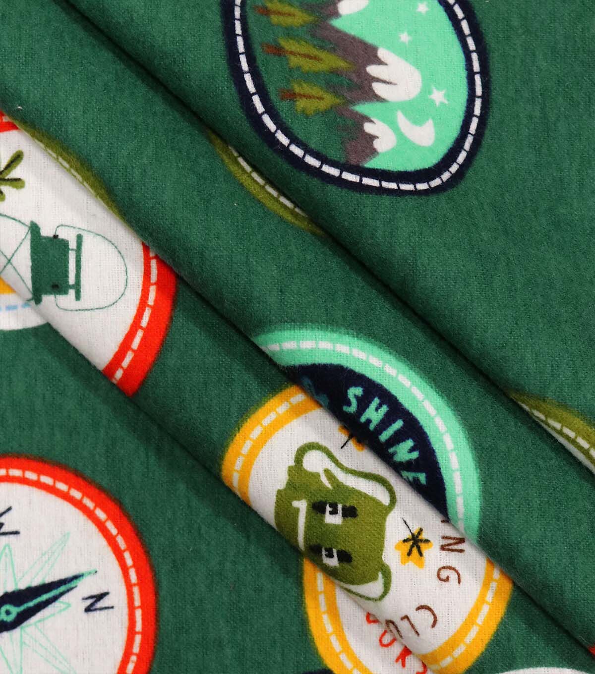 Green Scout Badges Super Snuggle Flannel Fabric by POP!