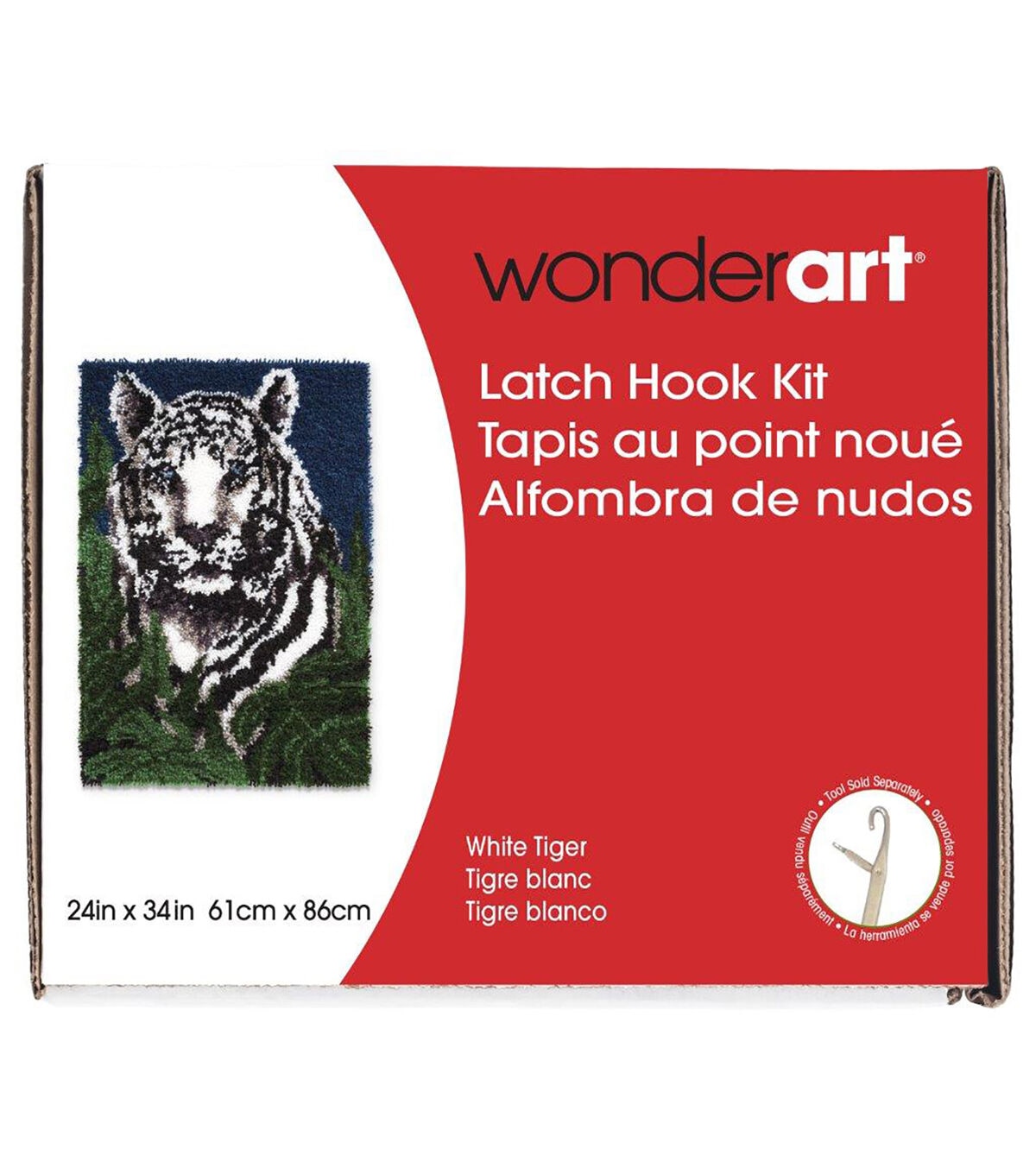 Wonderart Latch Hook Kit 24X34 White Tiger