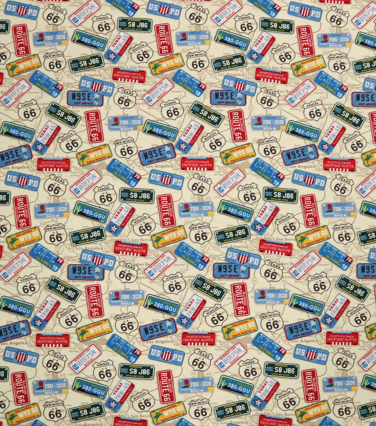 License Plates Scattered Super Snuggle Flannel Fabric