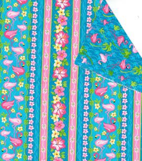 Fabric Traditions Pink Flamingos Double Faced Quilted Cotton Fabric