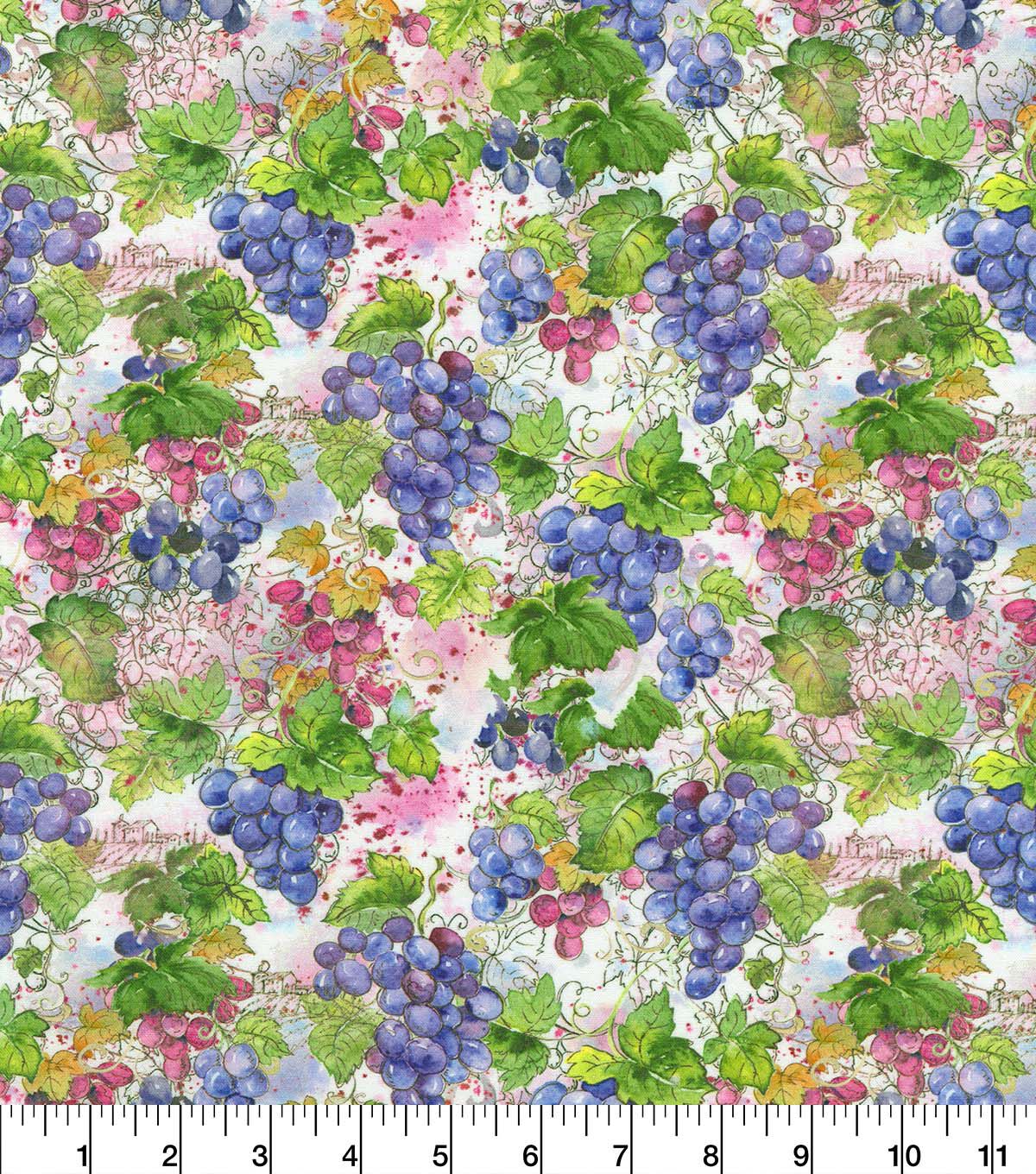 Robert Kaufman Grapevines on White Novelty Cotton Fabric