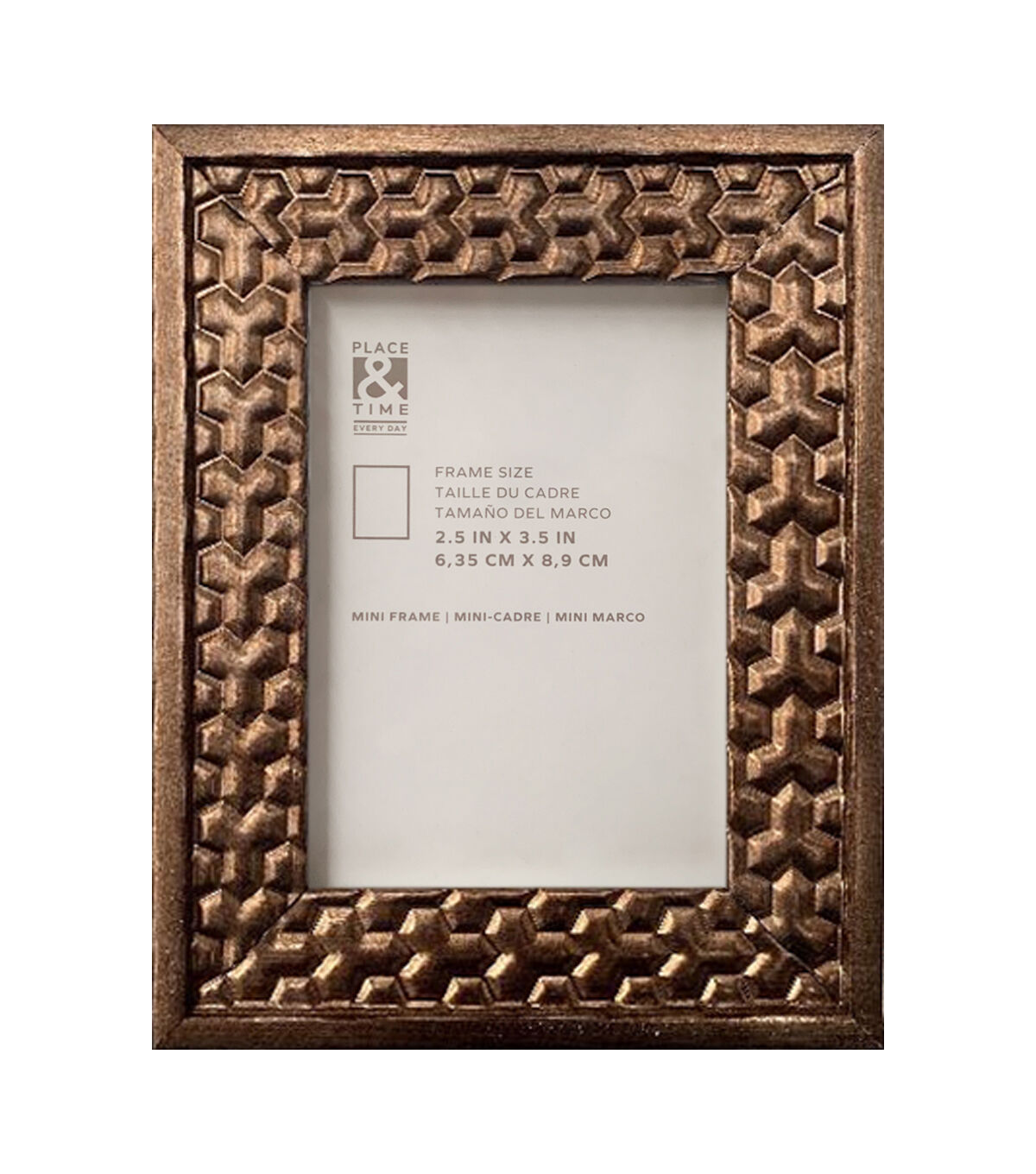 2.5 x 3.5 Brass Textured Tabletop Picture Frame by Place & Time