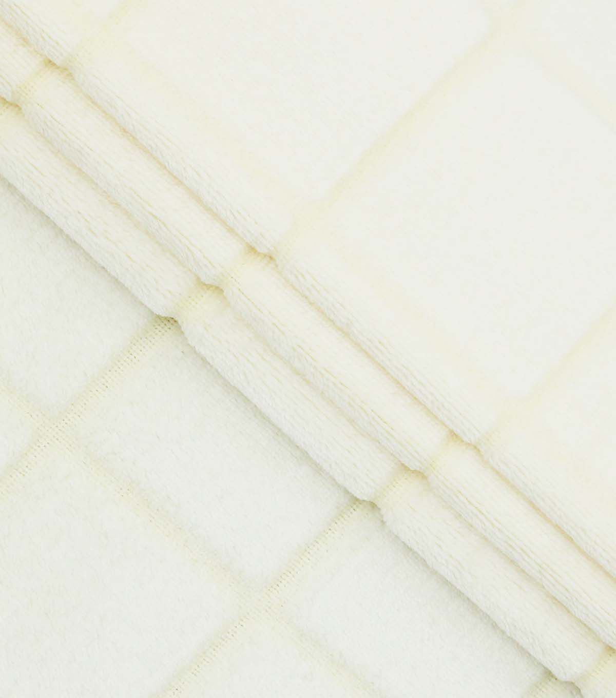 White Embossed Plaid Sew Lush Fleece Fabric