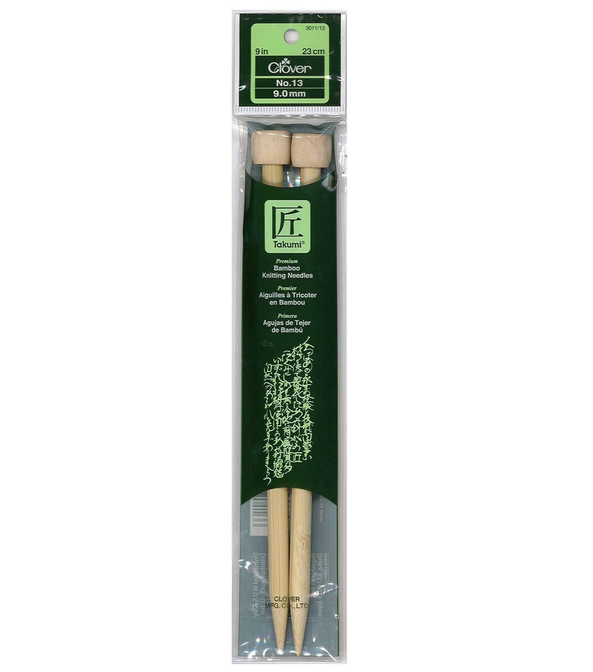 Clover 9 Bamboo Size 13 Single Point Knitting Needle Set
