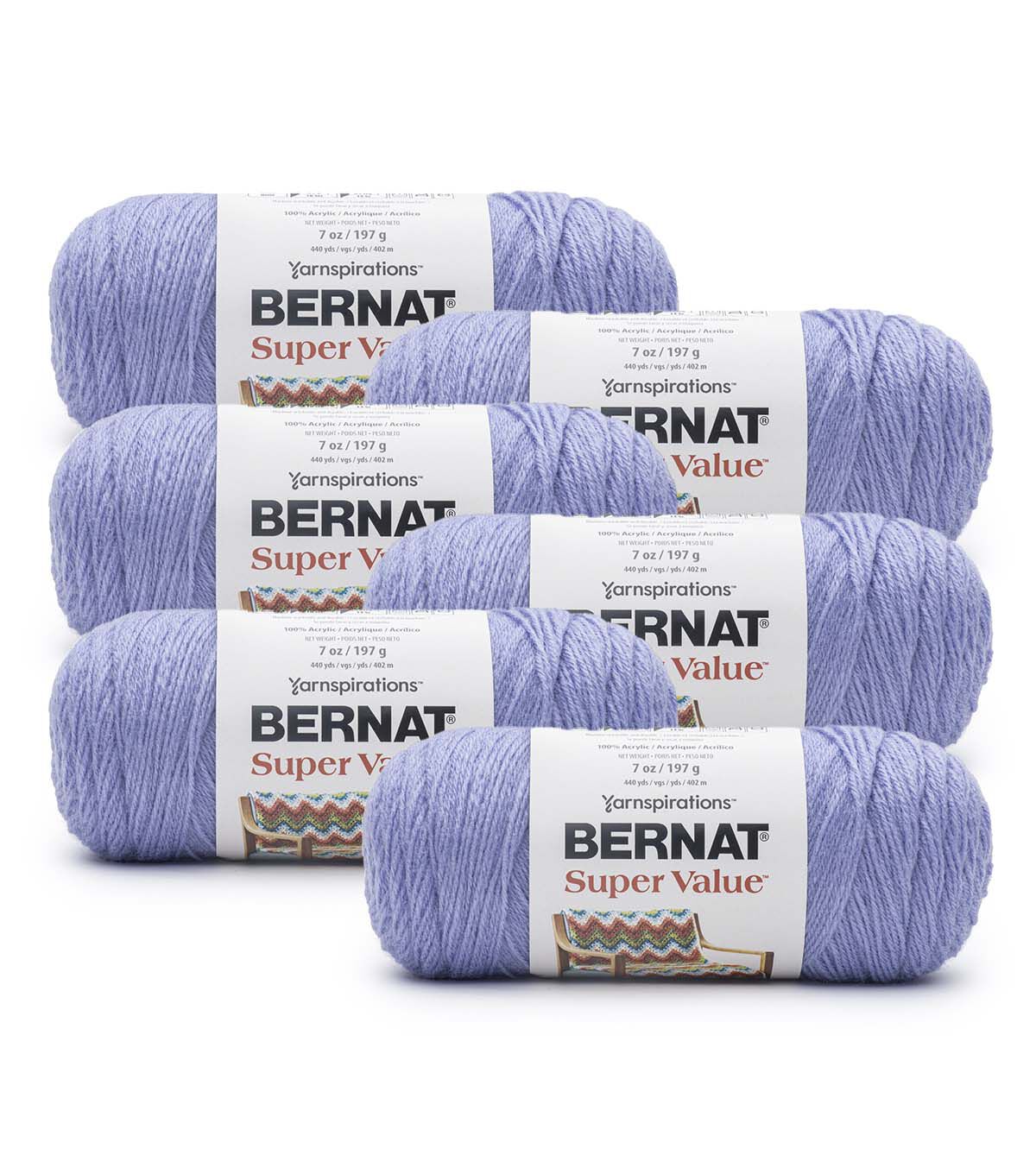Bernat Super Value Worsted Acrylic Yarn 6 Bundle