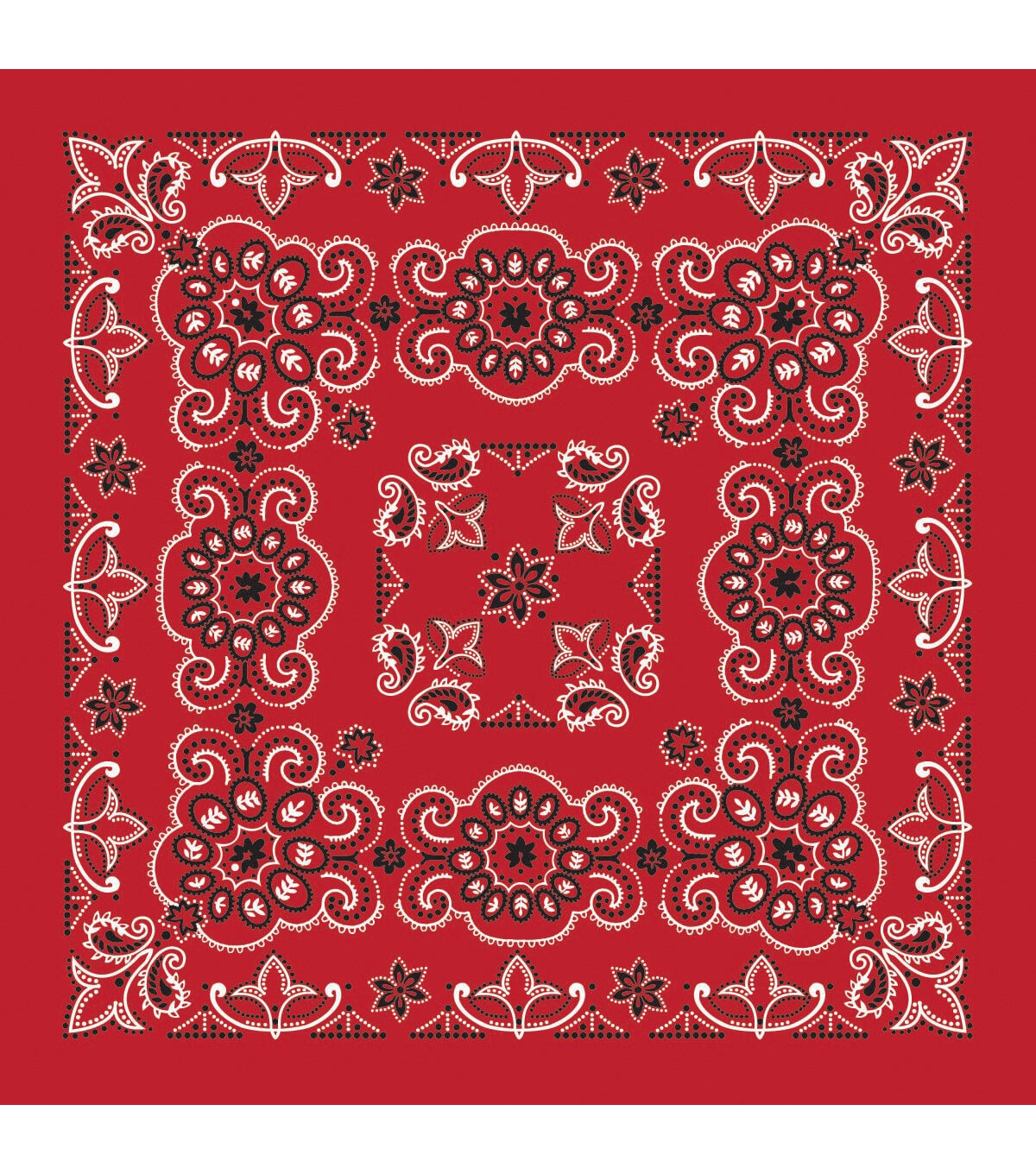 Bandana 27''x27''-Paisleys on Red
