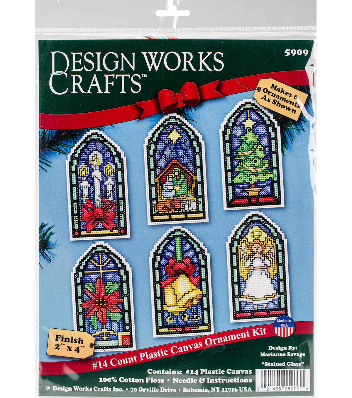 Design Works Stained Glass Plastic Canvas Ornament Stitch Kit 6ct