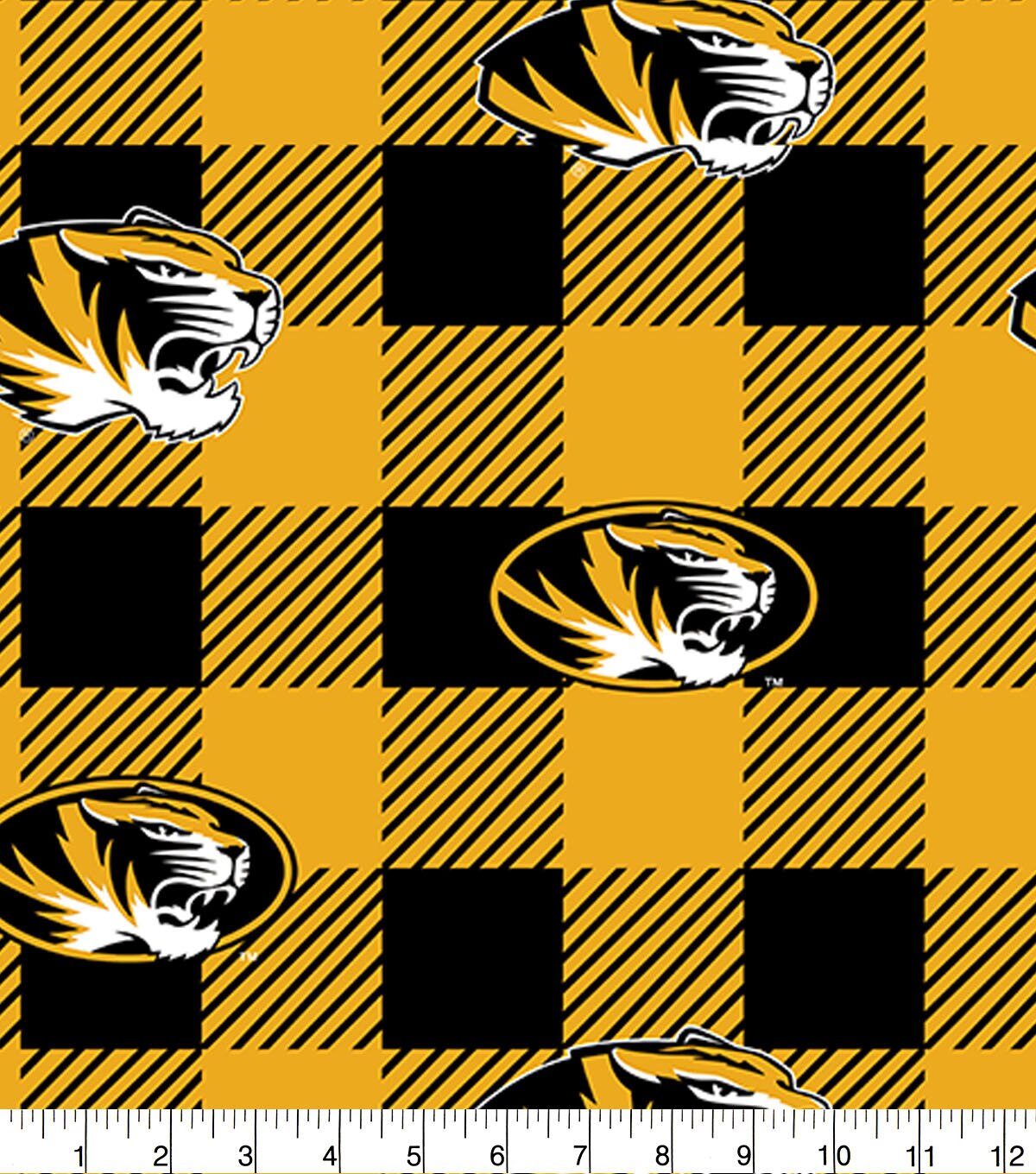 University of Missouri Tigers Fleece Fabric Buffalo Check