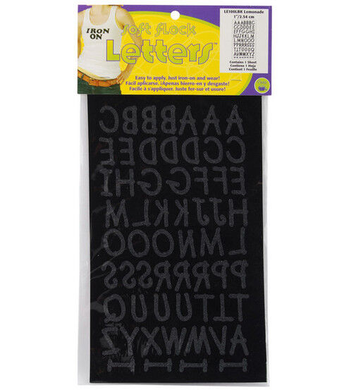 Dritz 1 Black Soft Flock Lemonade Iron On Letters 60ct