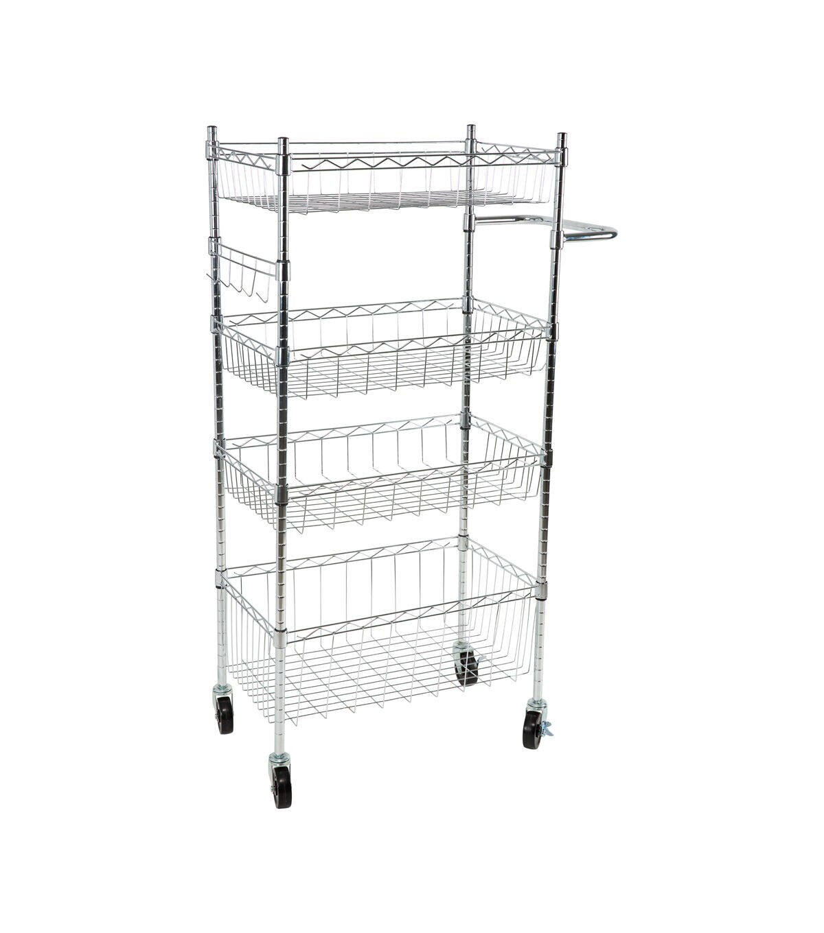 Organize It All 47 Silver 4 Tier Rolling Utility Cart With Baskets