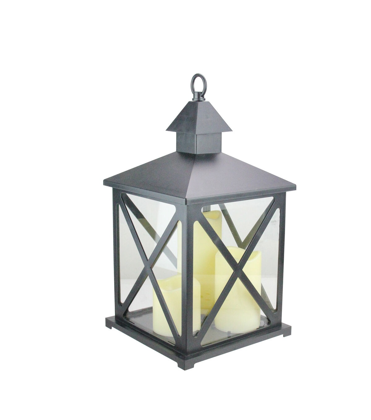 Northlight 12.5 Black Candle Lantern with 3 Flameless LED Candle