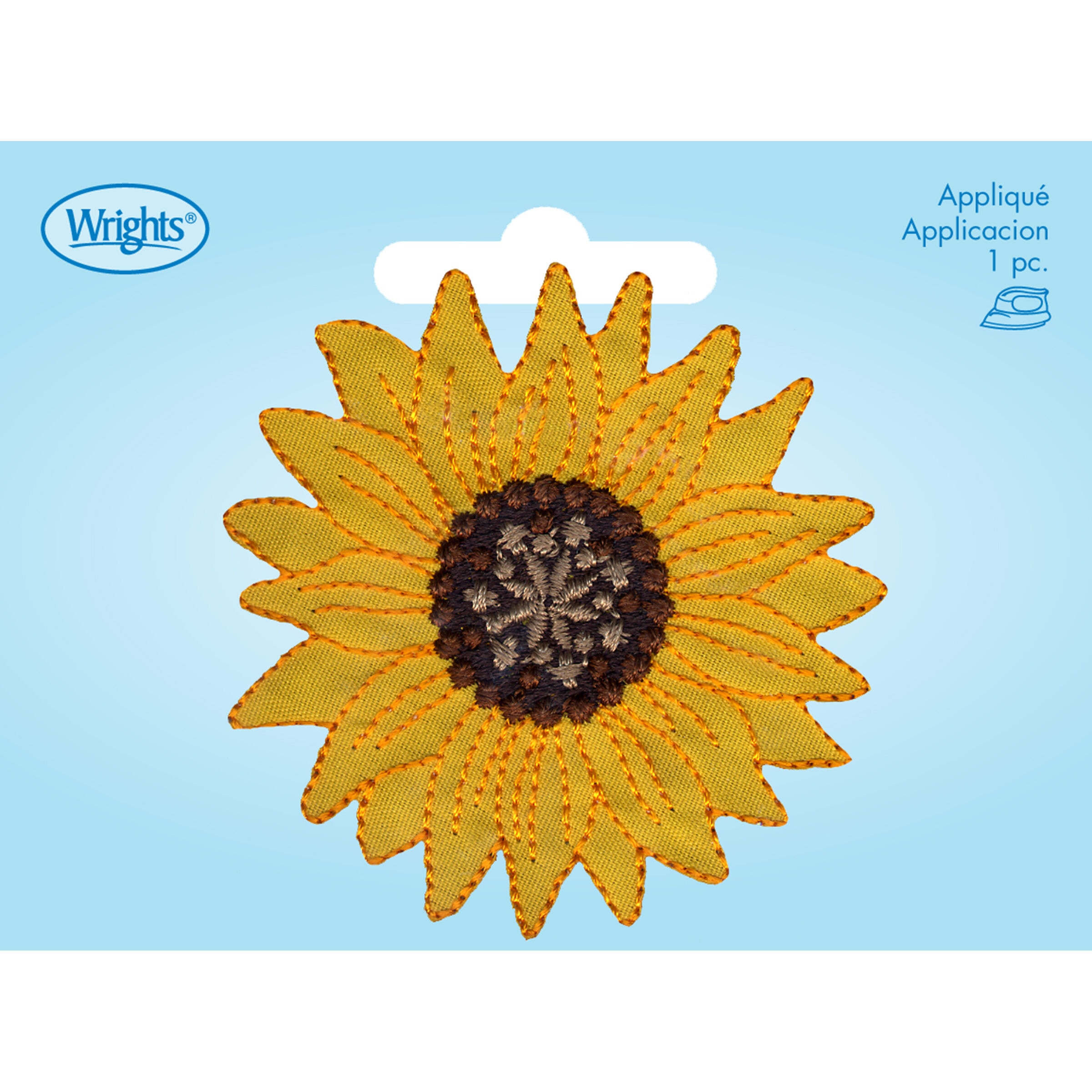 Wrights 2 Yellow Sunflower Iron On Patch