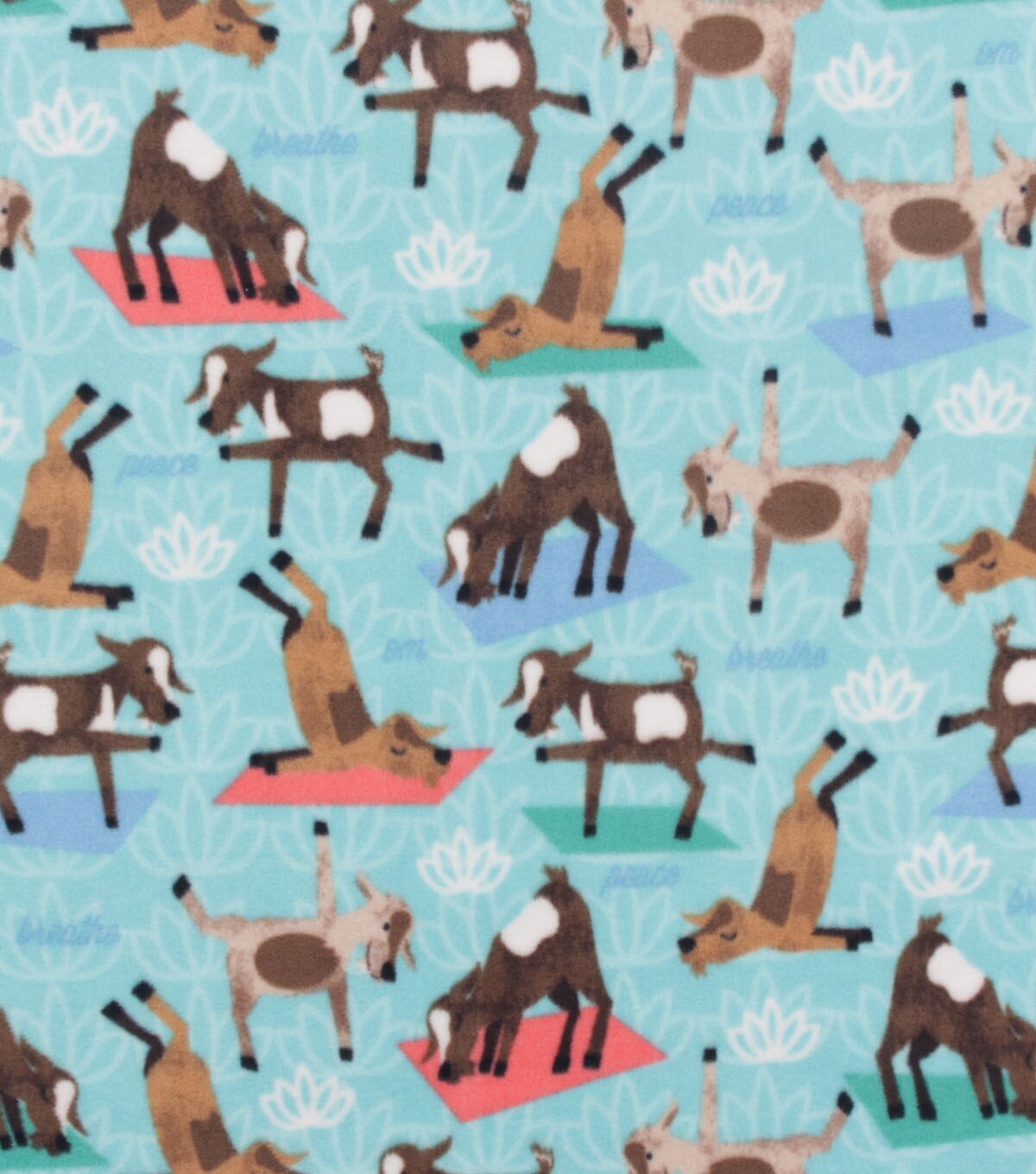 Yoga Goats Blue Anti Pill Fleece Fabric