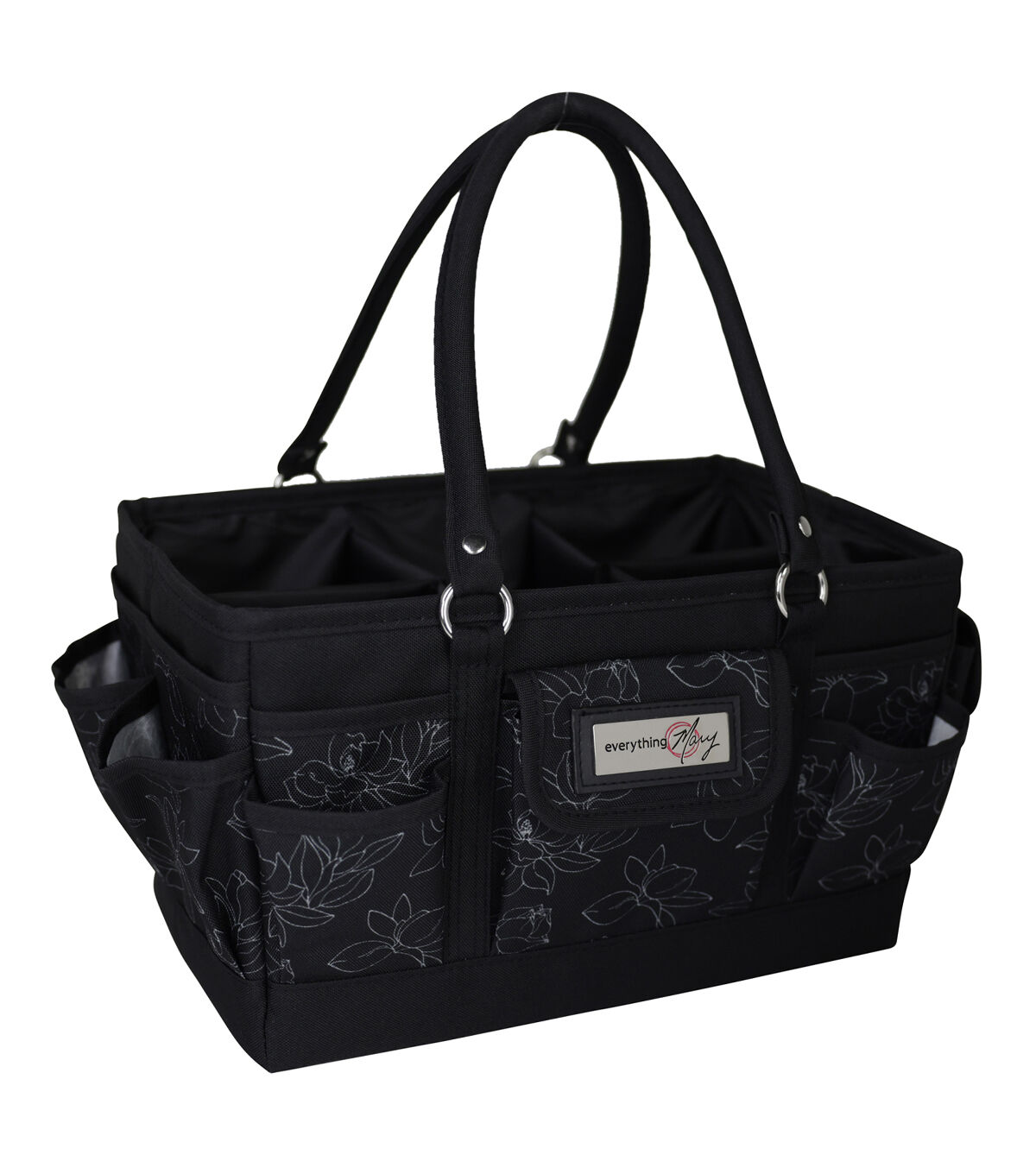 Everything Mary 12 White Floral on Black Deluxe Store & Tote