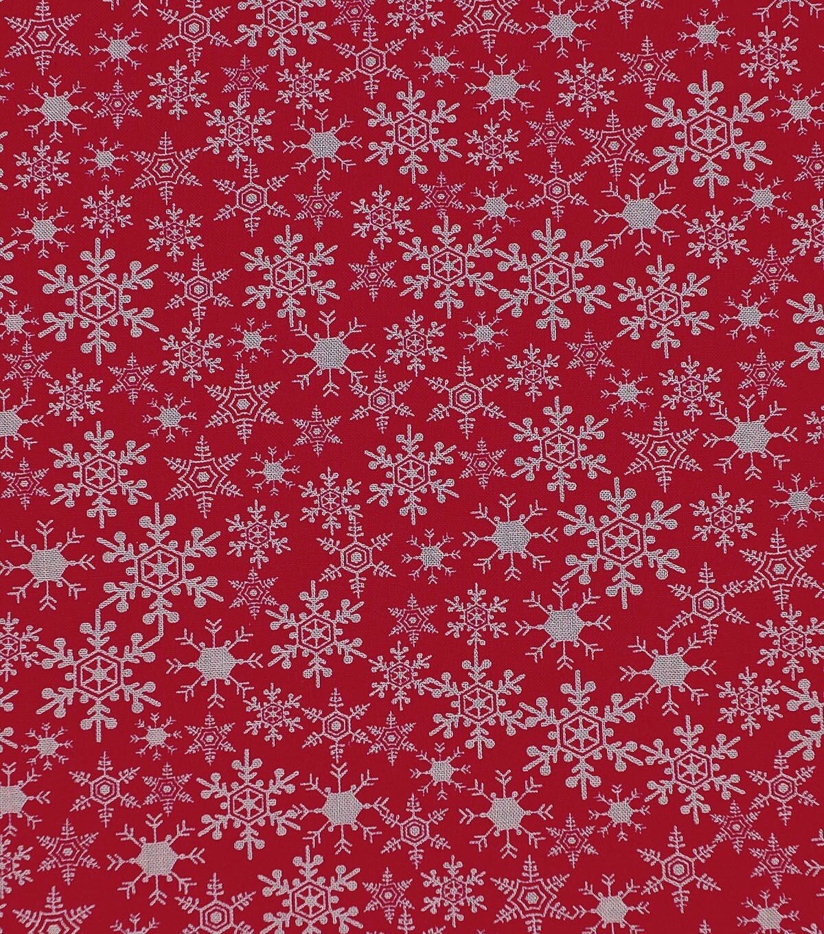 Snowflakes on Red Christmas Cotton Fabric