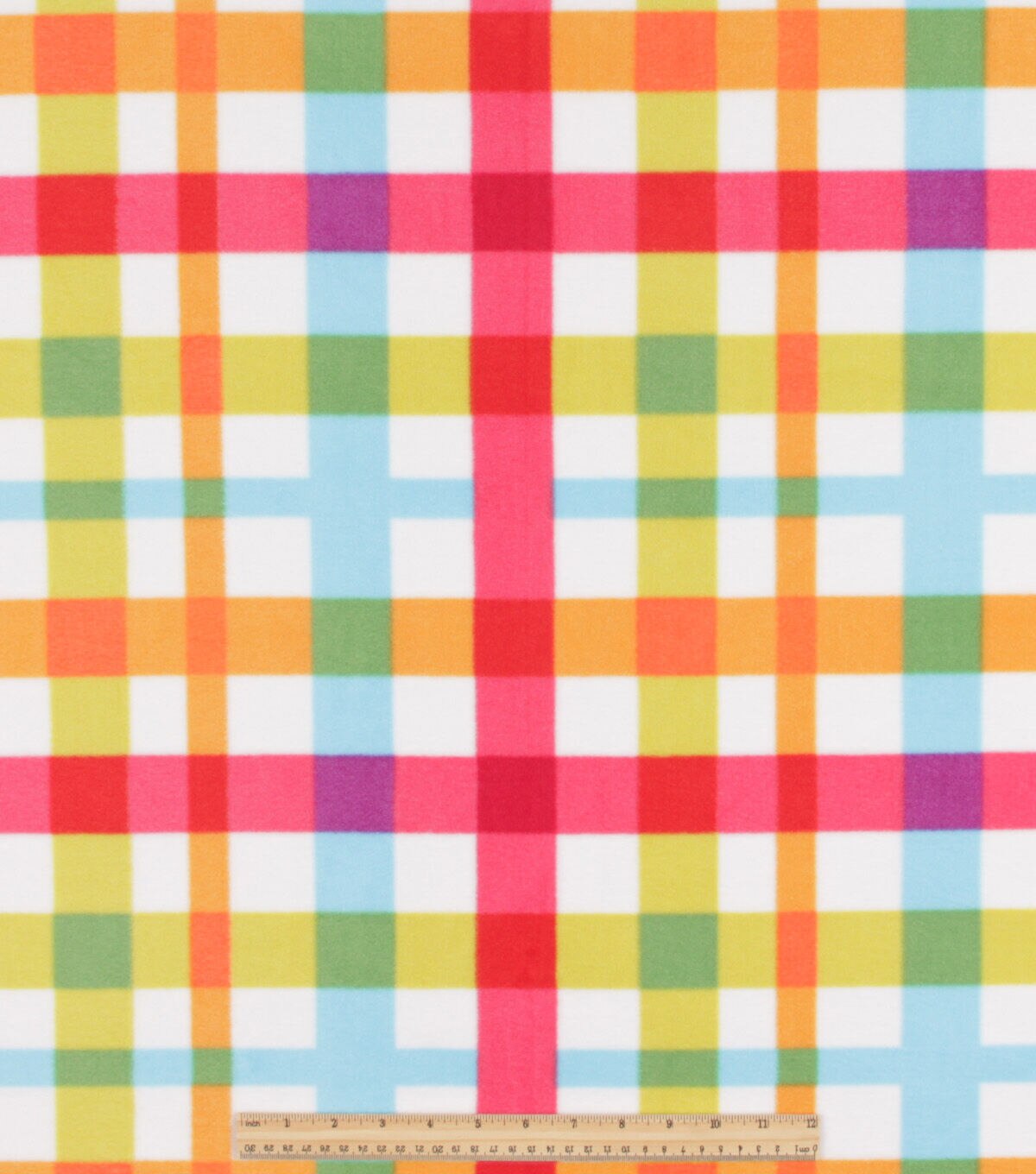 Multicolor Plaid Anti Pill Fleece Fabric by POP!