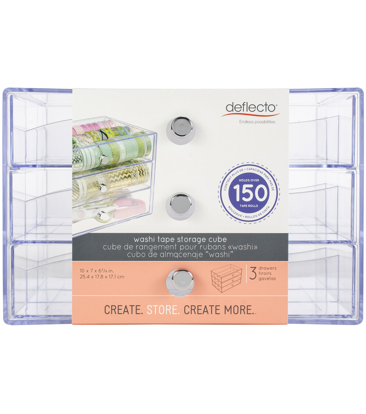 Deflecto 10 Clear Washi Tape Storage Cube