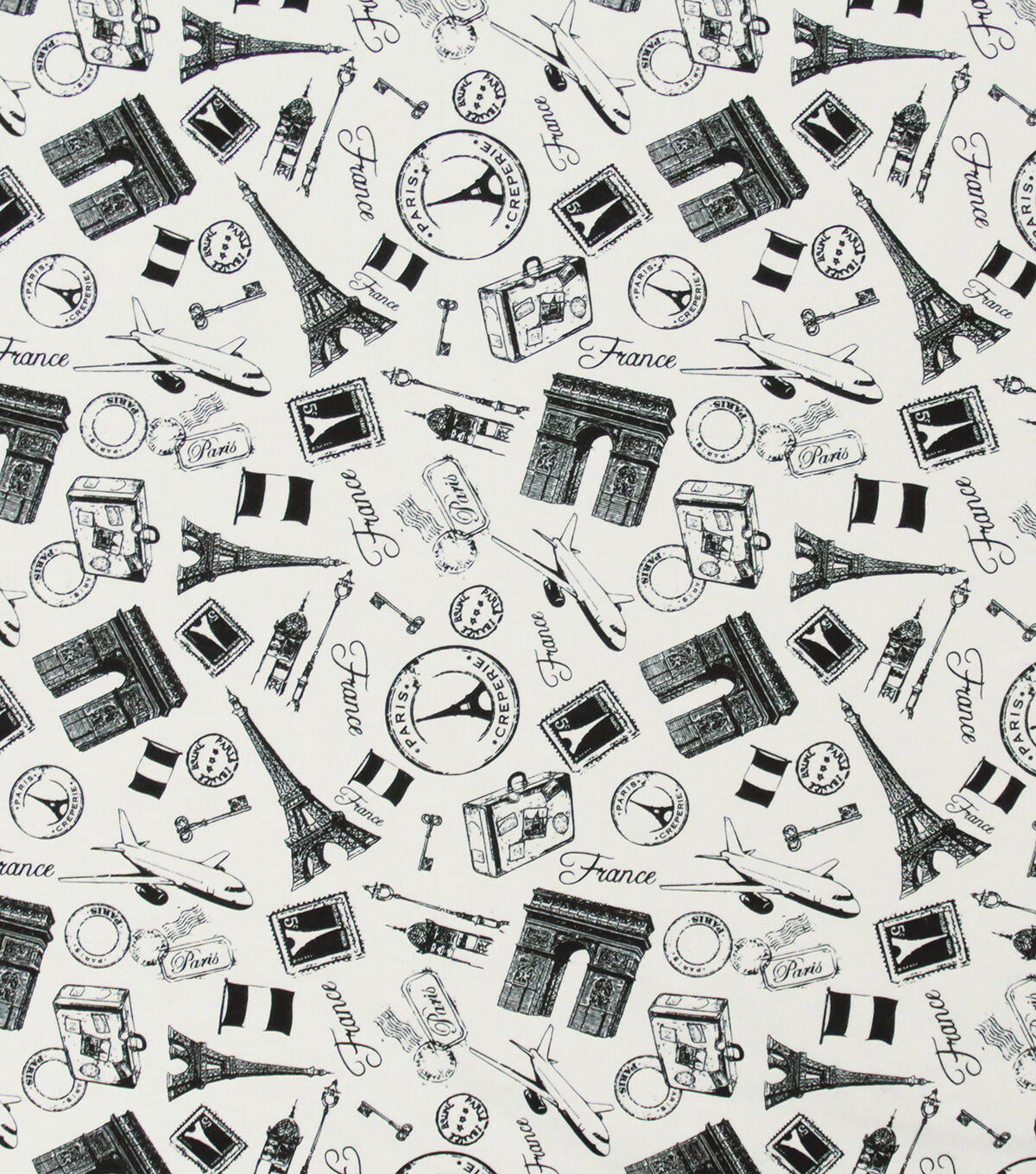 Paris Icons Black White Super Snuggle Flannel Fabric