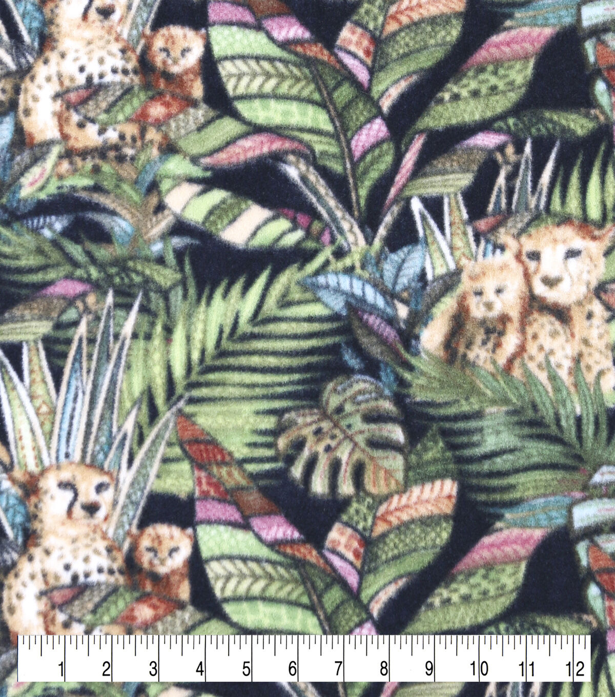 Leopards on Black Anti Pill Fleece Fabric