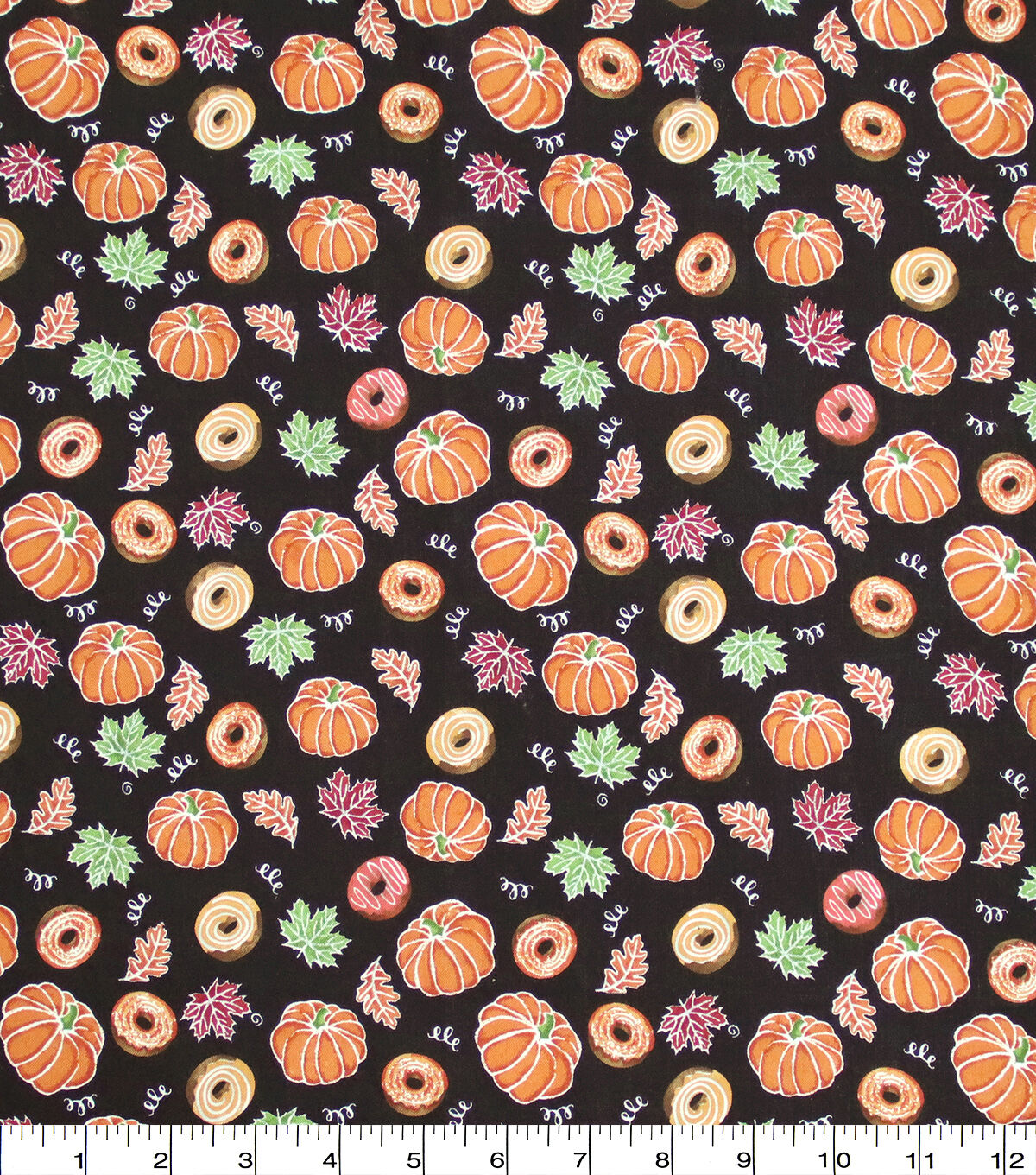Mini Pumpkins And Donuts Harvest Cotton Fabric