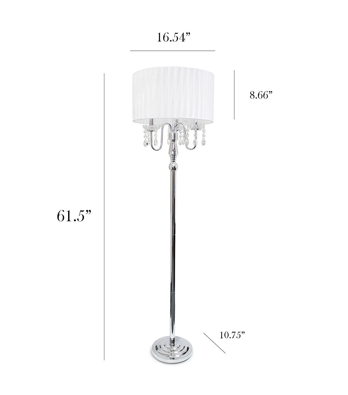 All The Rages Sheer Shade Floor Lamp with Hanging Crystals