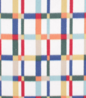 Multi Color Grid Plaid Blizzard Fleece Fabric
