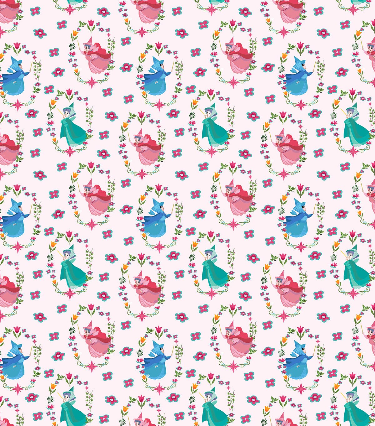 Princess Aurora Fairy Badges Cotton Fabric