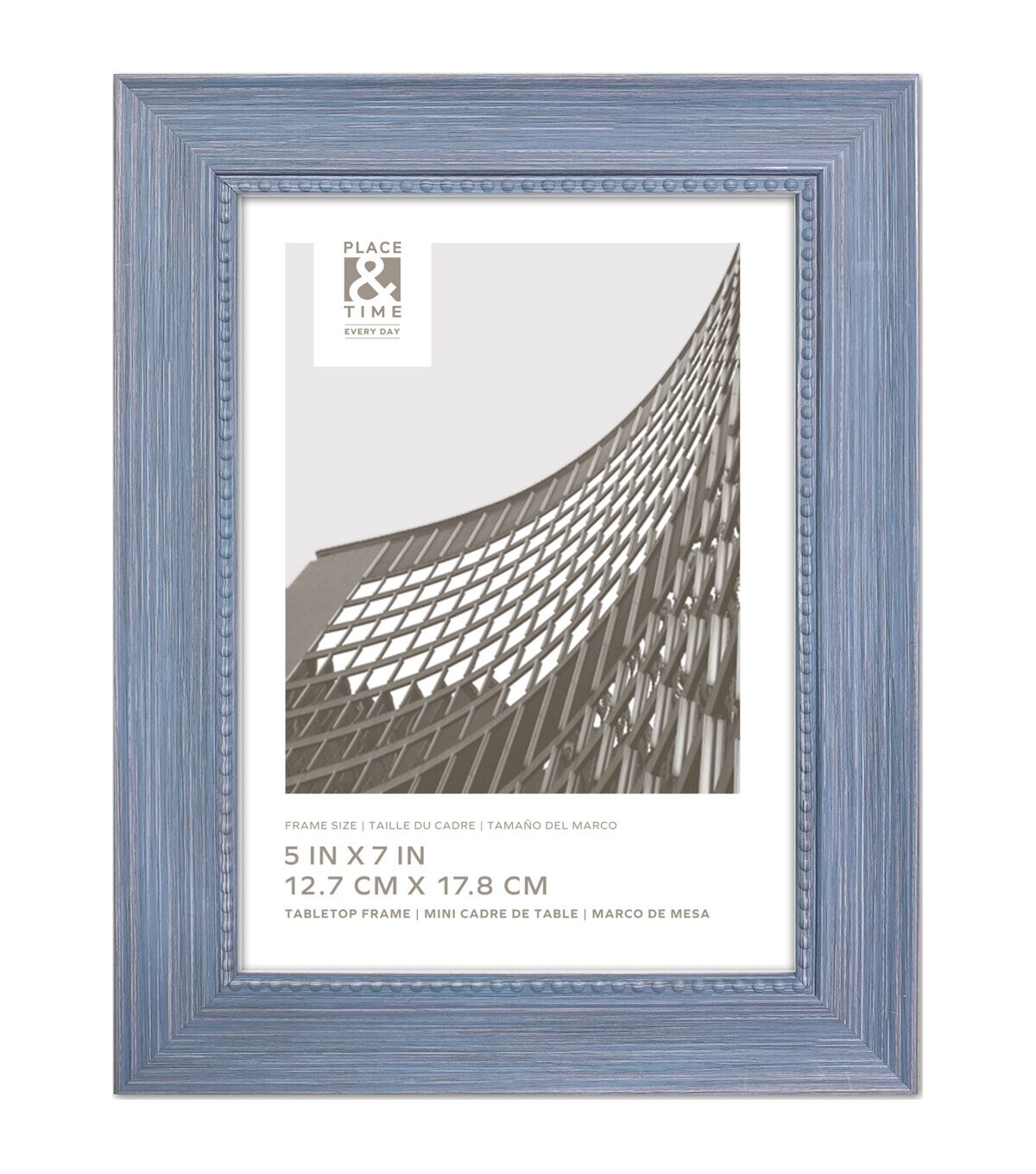 5 x 7 Blue With Beaded Accent Tabletop Picture Frame by Place & Time