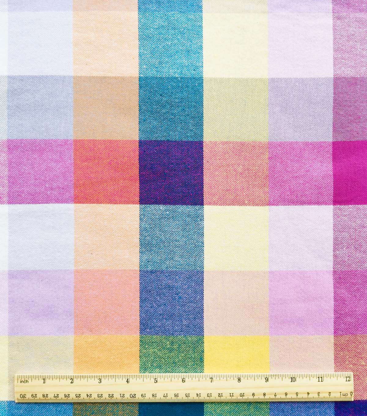 Multicolor Checks Flannel Blue Backed Sherpa Fabric