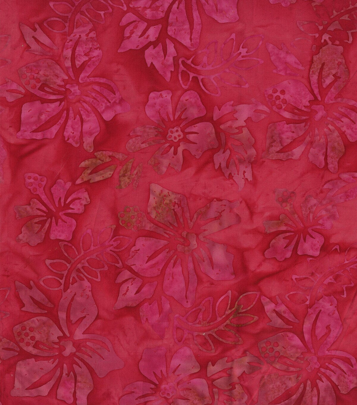 Hi Fashion Bright Red Large Floral Batik Cotton Fabric