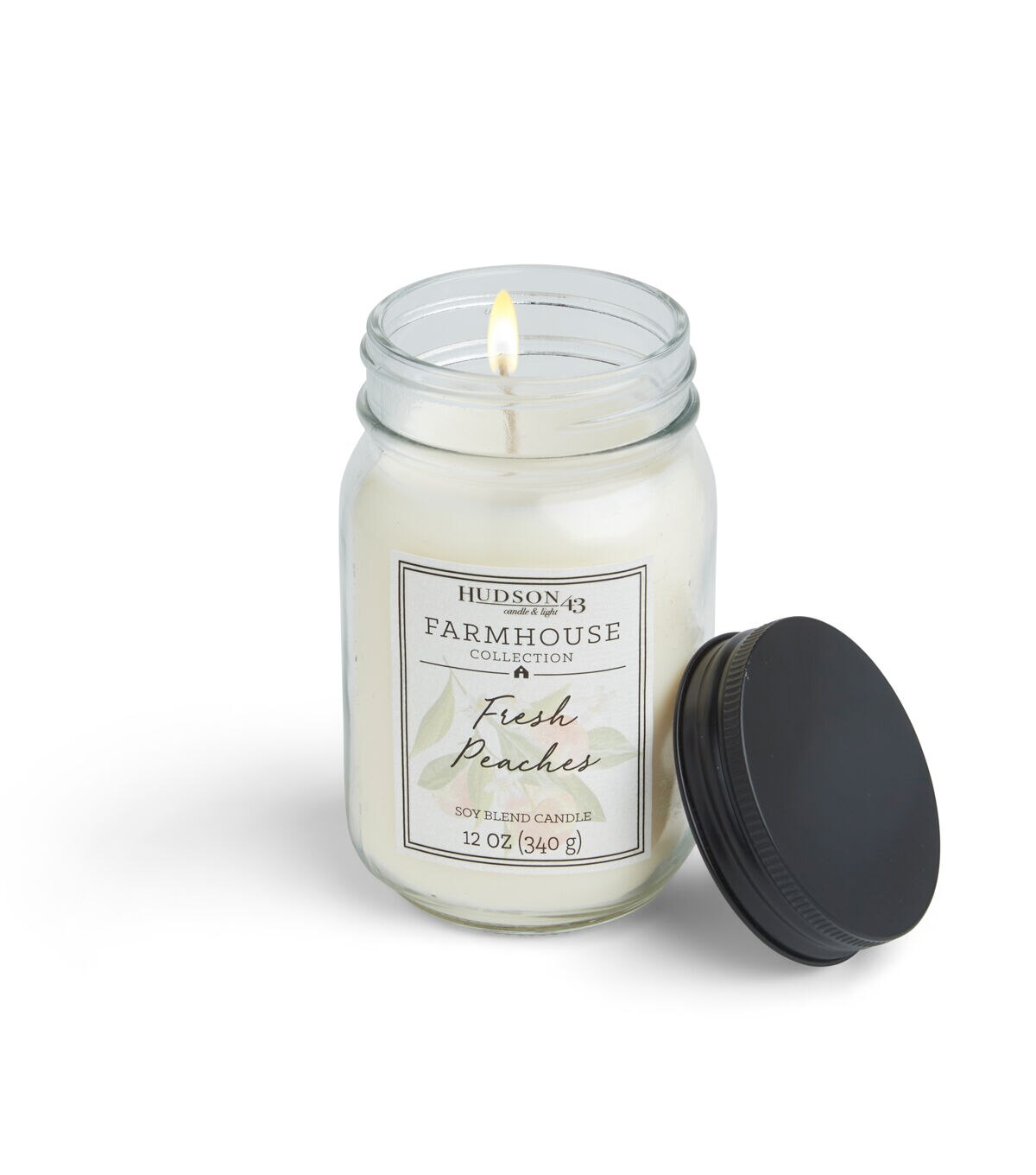 12oz Fresh Peaches Scented Mason Jar Candle by Hudson 43