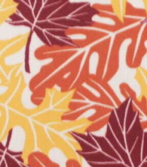 Multicolor Large Leaves Blizzard Fleece Fabric