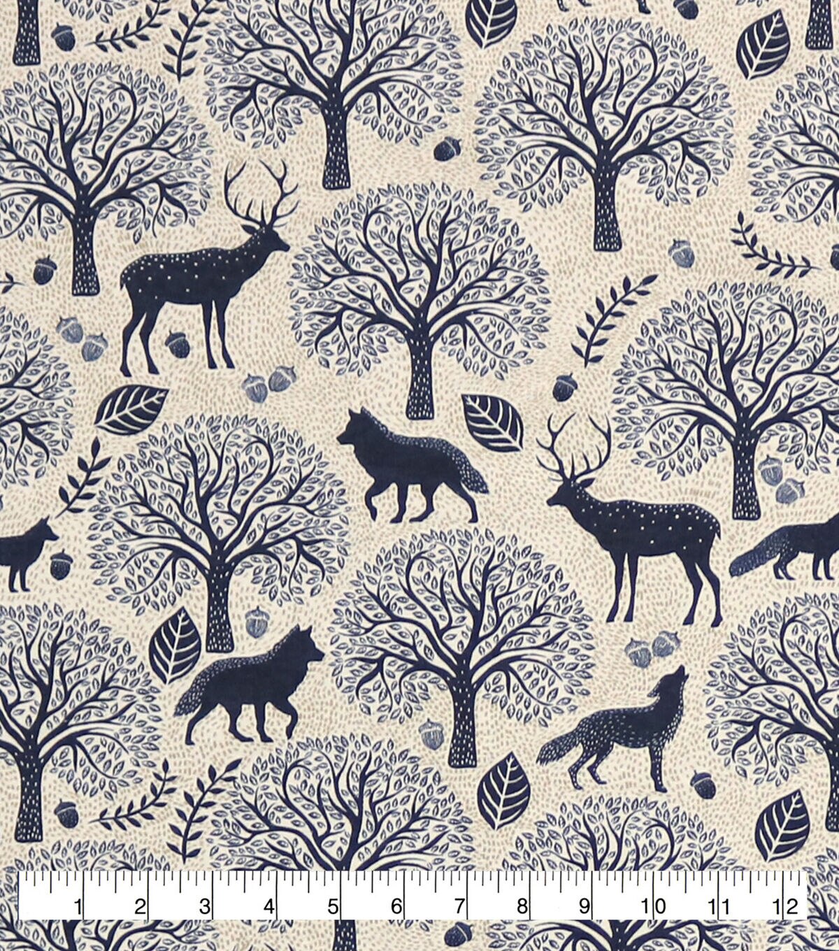 Navy Packed Forest Scenery Super Snuggle Flannel Fabric