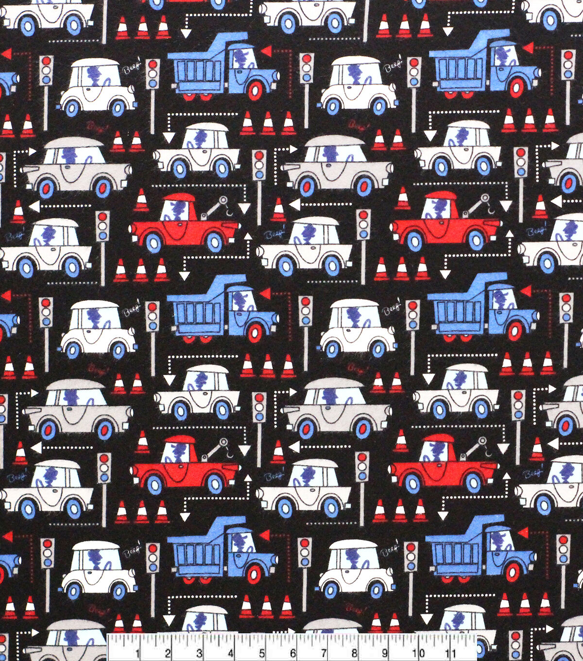 Tow Trucks In Traffic Super Snuggle Flannel Fabric