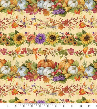 Susan Winget Horizontal Pumpkins Fall Cotton Fabric