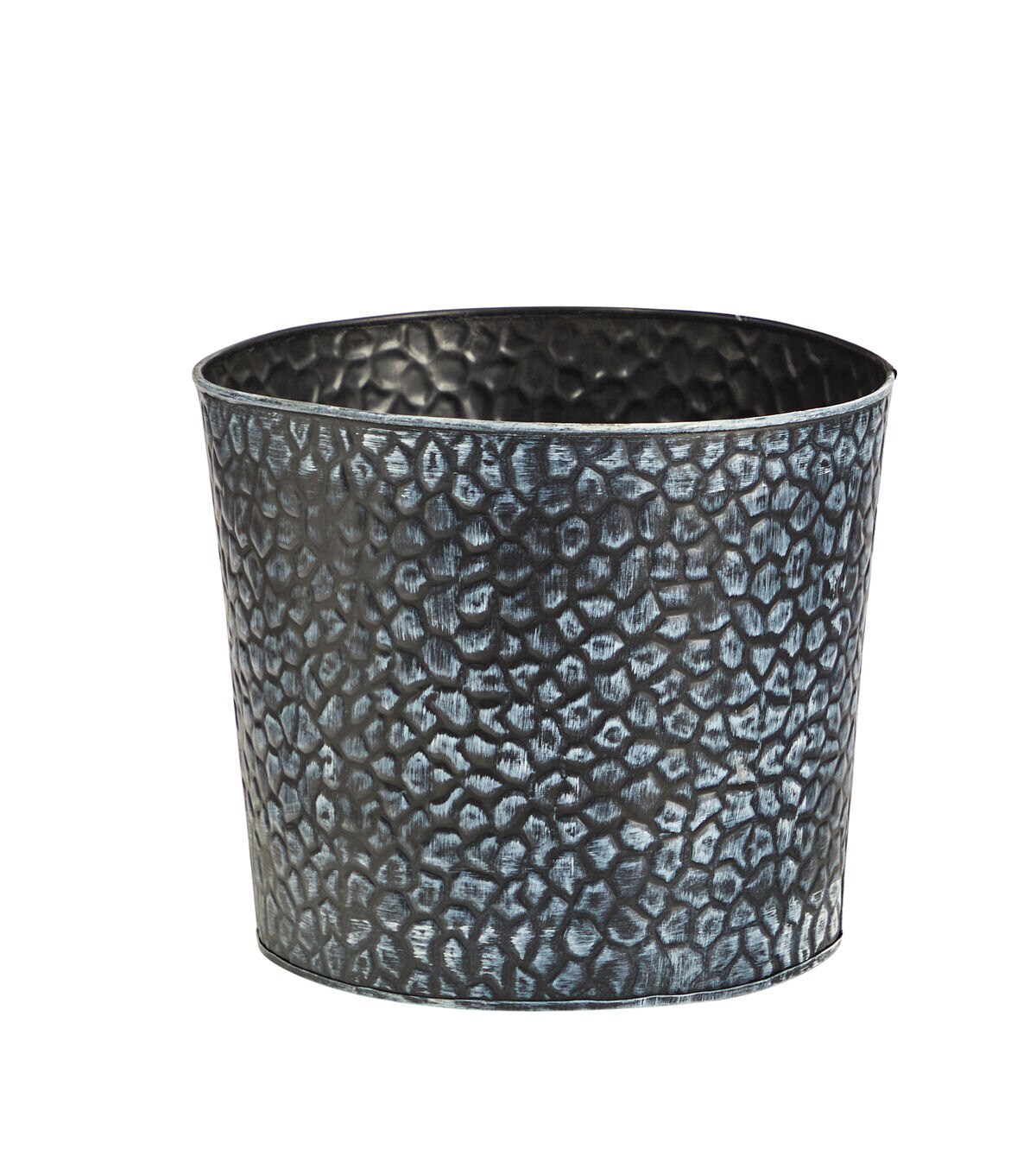 Nearly Natural 11.5 Embossed Tin Bucket With Pebble Pattern