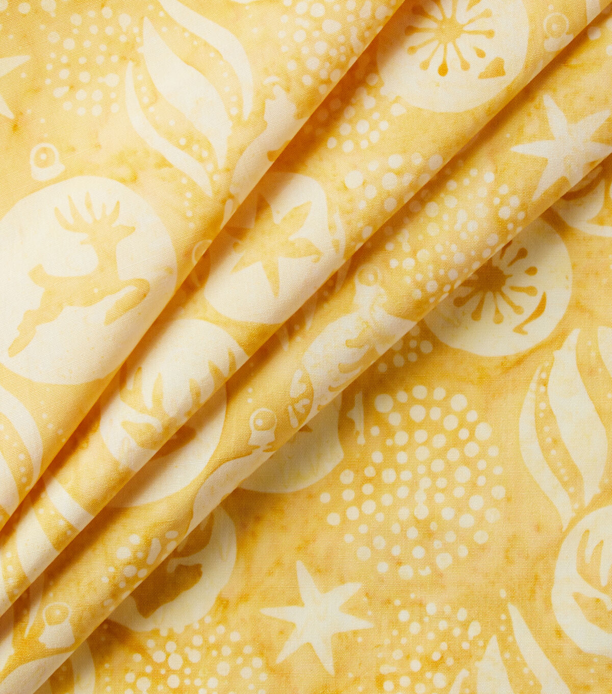 Yellow Jolly Jingle Ornaments Christmas Cotton Fabric