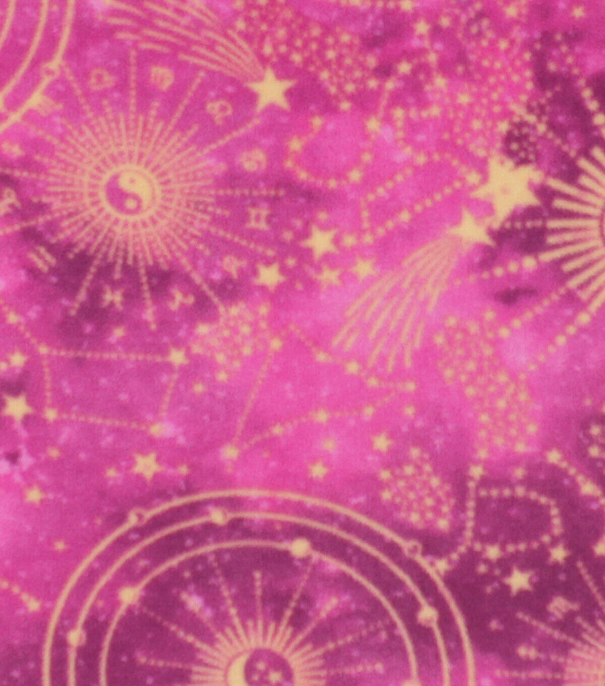 Celestial Zodiac on Pink Anti Pill Fleece Fabric